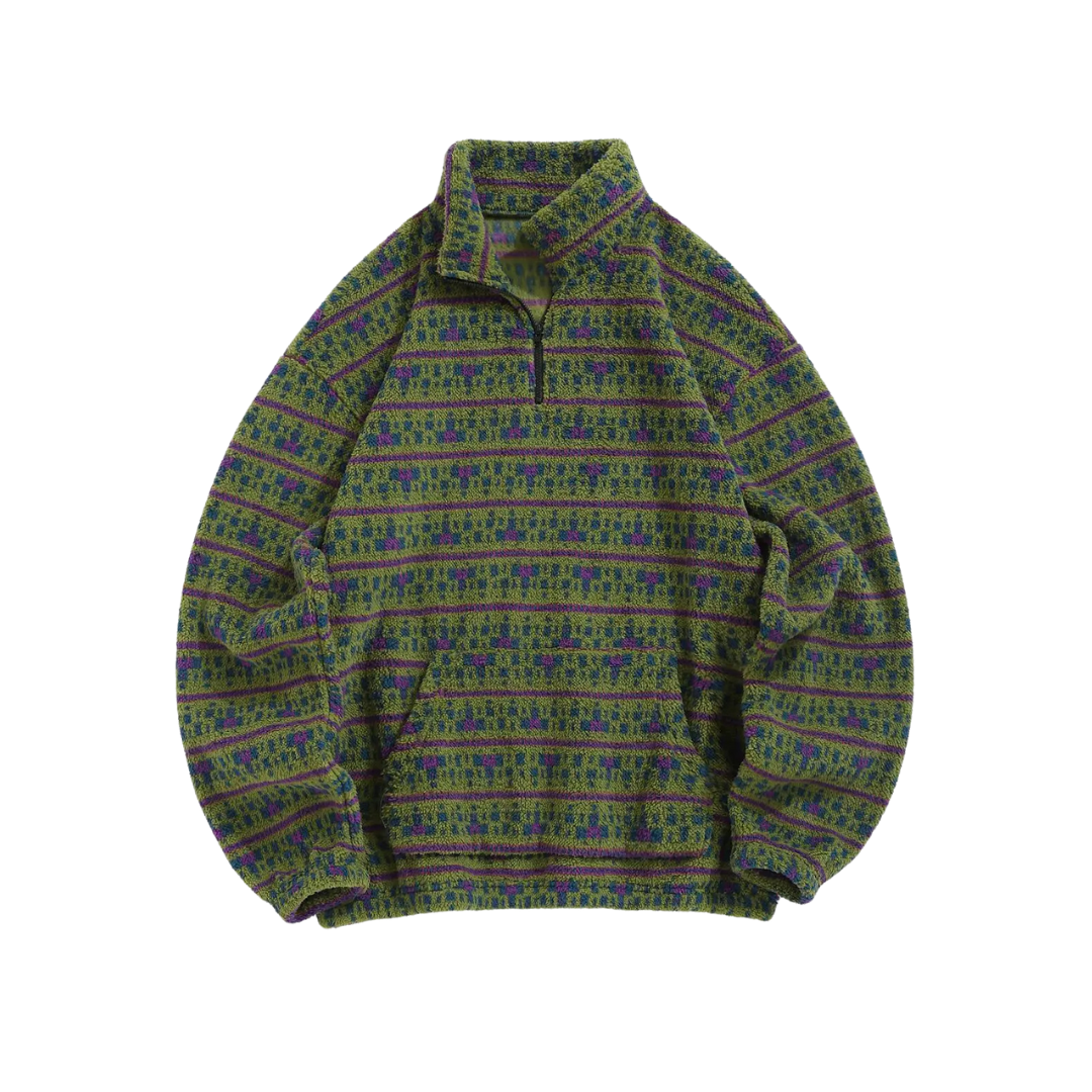 Vintage Geo Pattern Fleece Pullover