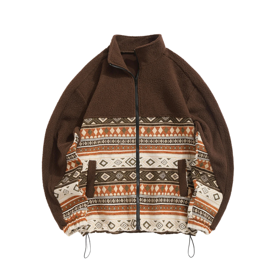 Vintage Aztec Fleece Jacket – Coffee