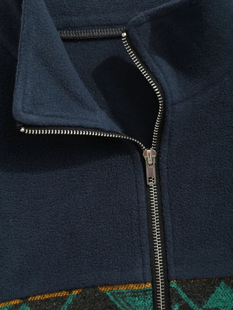 Vintage Aztec Fleece Zip Jacket - Forest