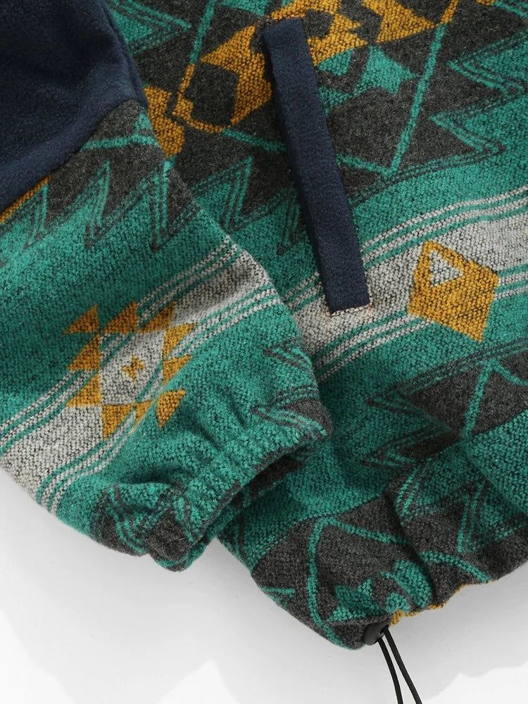 Vintage Aztec Fleece Zip Jacket - Forest