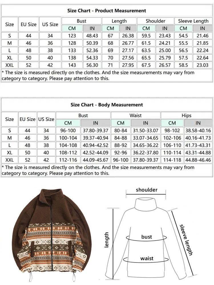 Vintage Aztec Fleece Jacket – Coffee