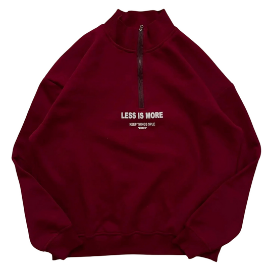 „Less is More“ Half-Zip Hoodie – Wine Red Vibes