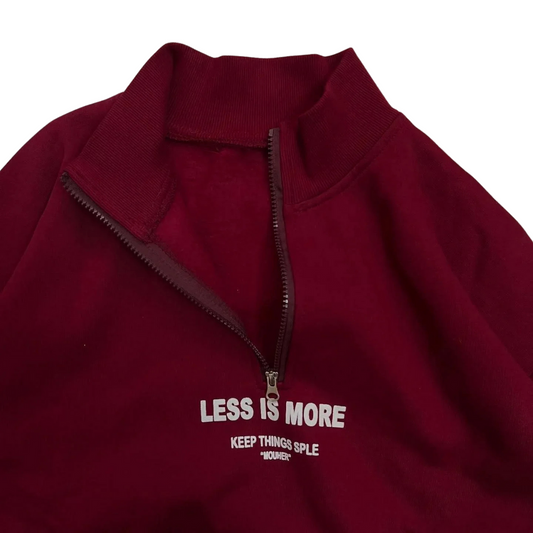 „Less is More“ Half-Zip Hoodie – Wine Red Vibes