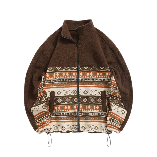 Vintage Aztec Fleece Jacket – Coffee
