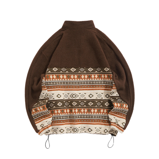 Vintage Aztec Fleece Jacket – Coffee