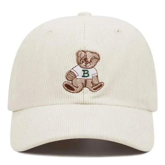 Teddy Bear Cord Cap – Beige Baseball Cap