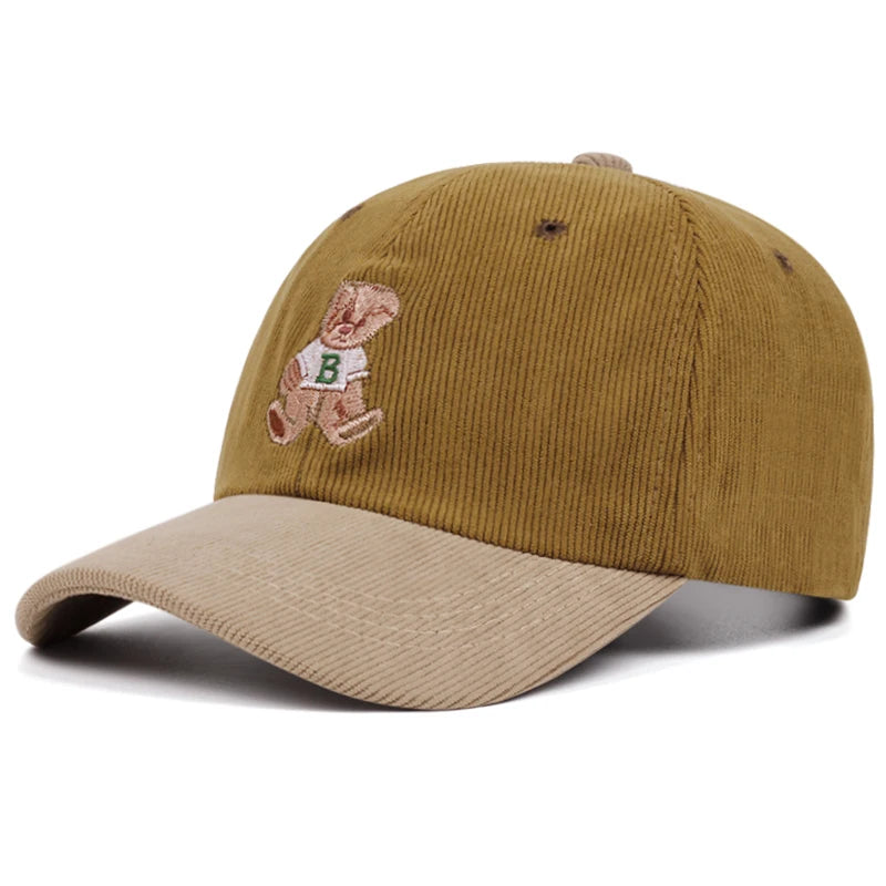 Teddy Bear Cord Cap – Beige Baseball Cap