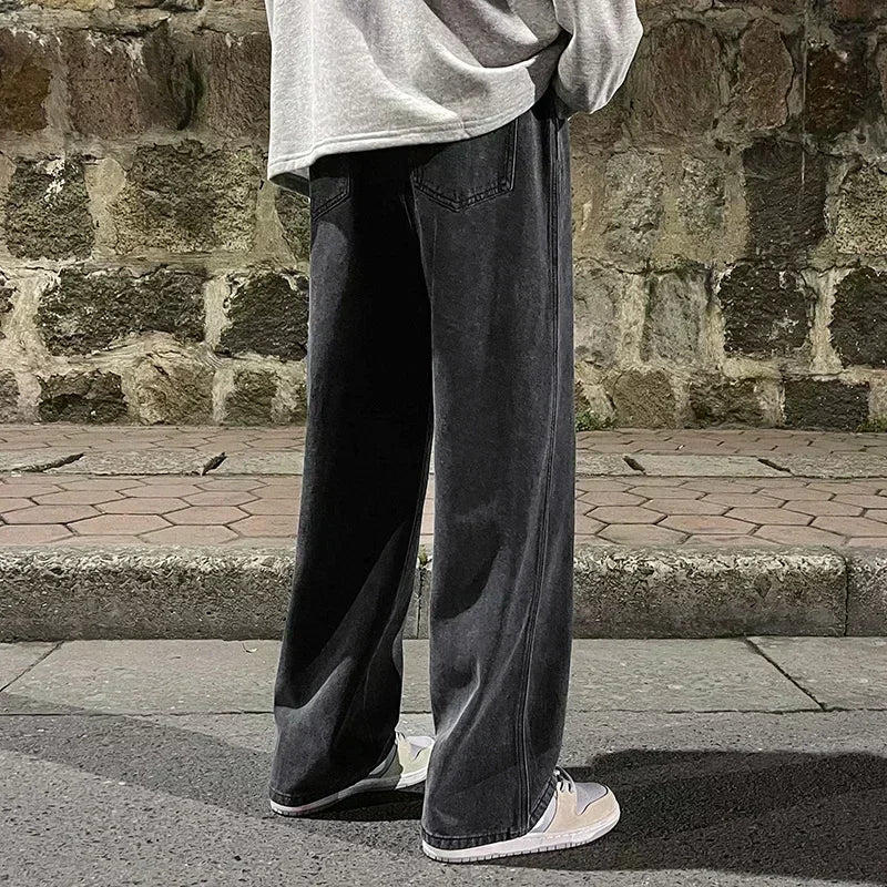 Black Washed Wide Leg Jeans