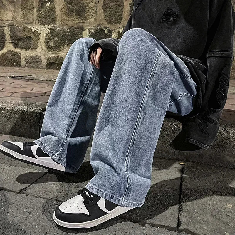 Black Washed Wide Leg Jeans