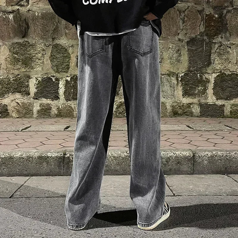 Black Washed Wide Leg Jeans
