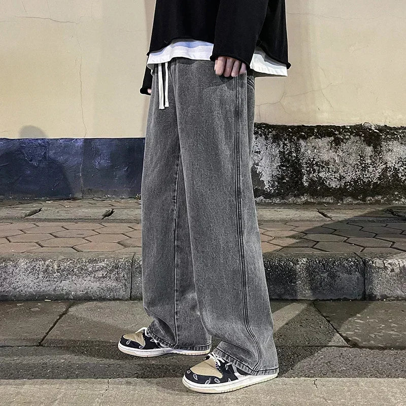 Black Washed Wide Leg Jeans