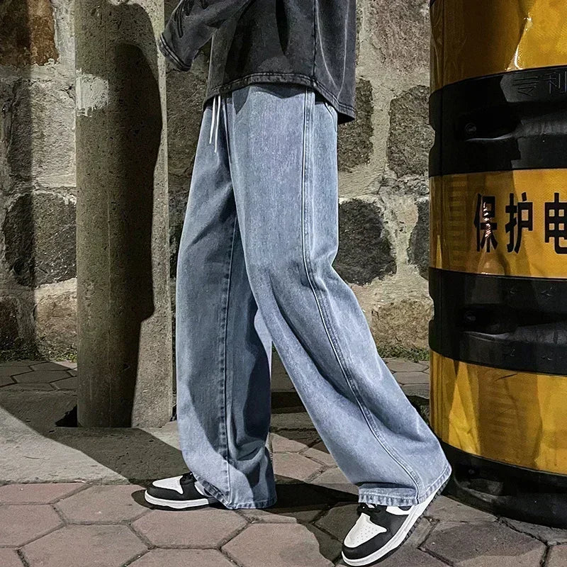 Black Washed Wide Leg Jeans