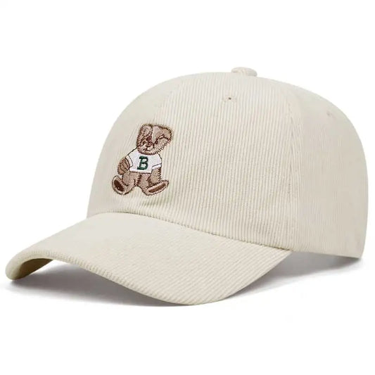 Teddy Bear Cord Cap – Beige Baseball Cap