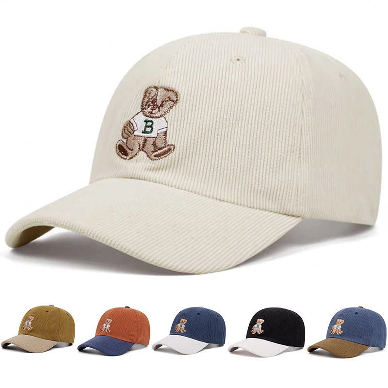 Teddy Bear Cord Cap – Beige Baseball Cap