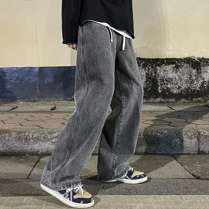 Black Washed Wide Leg Jeans