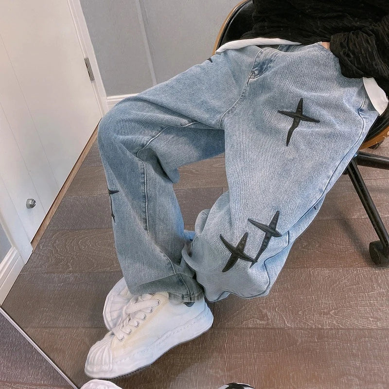 Baggy X-Patch Straight Leg Jeans